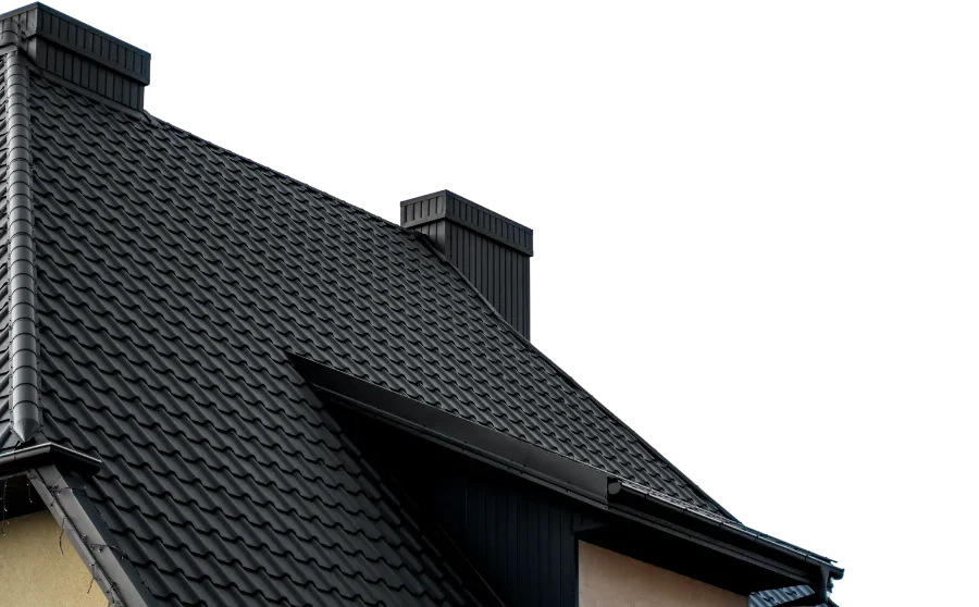 Close up of a premium black metal roof installed on a home in Merritt Island.
